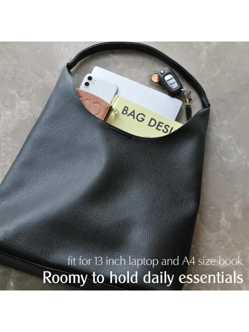 Soft Vegan Leather Hobo Bag for Women | Slouchy Tote Shoulder Handbag, Stylish